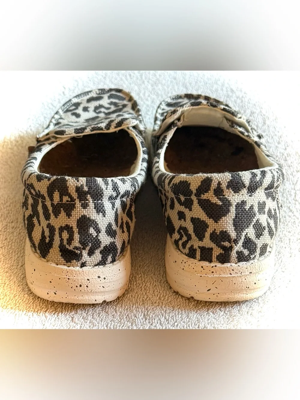 Hey Dude Women’s Size 7 Leopard Print Slip-On Shoes - Black & Off White